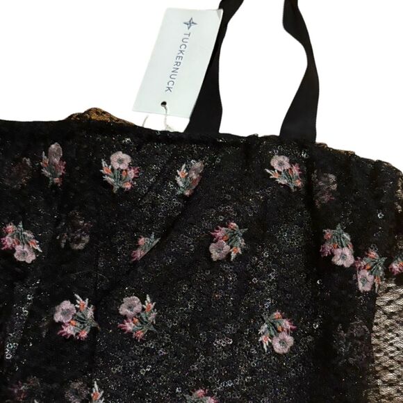 Saloni NWT Jemi Crop Black and Pink Layered Mesh - Picture 9 of 11